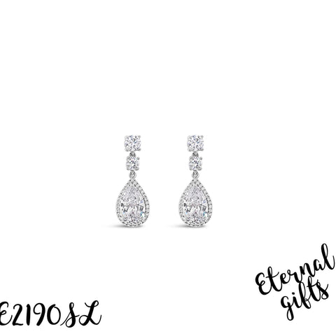 Tear Drop Crystal Earring E2190SL - Absolute Jewellery
