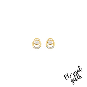 Beaded Earrings in Pearl & Gold By Absolute Jewellery