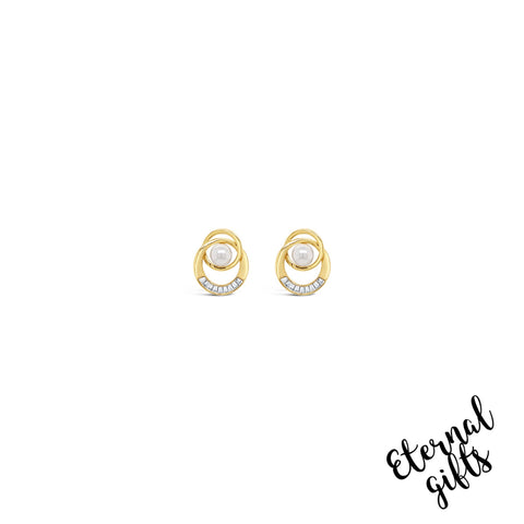 Beaded Earrings in Pearl & Gold By Absolute Jewellery E2197GL