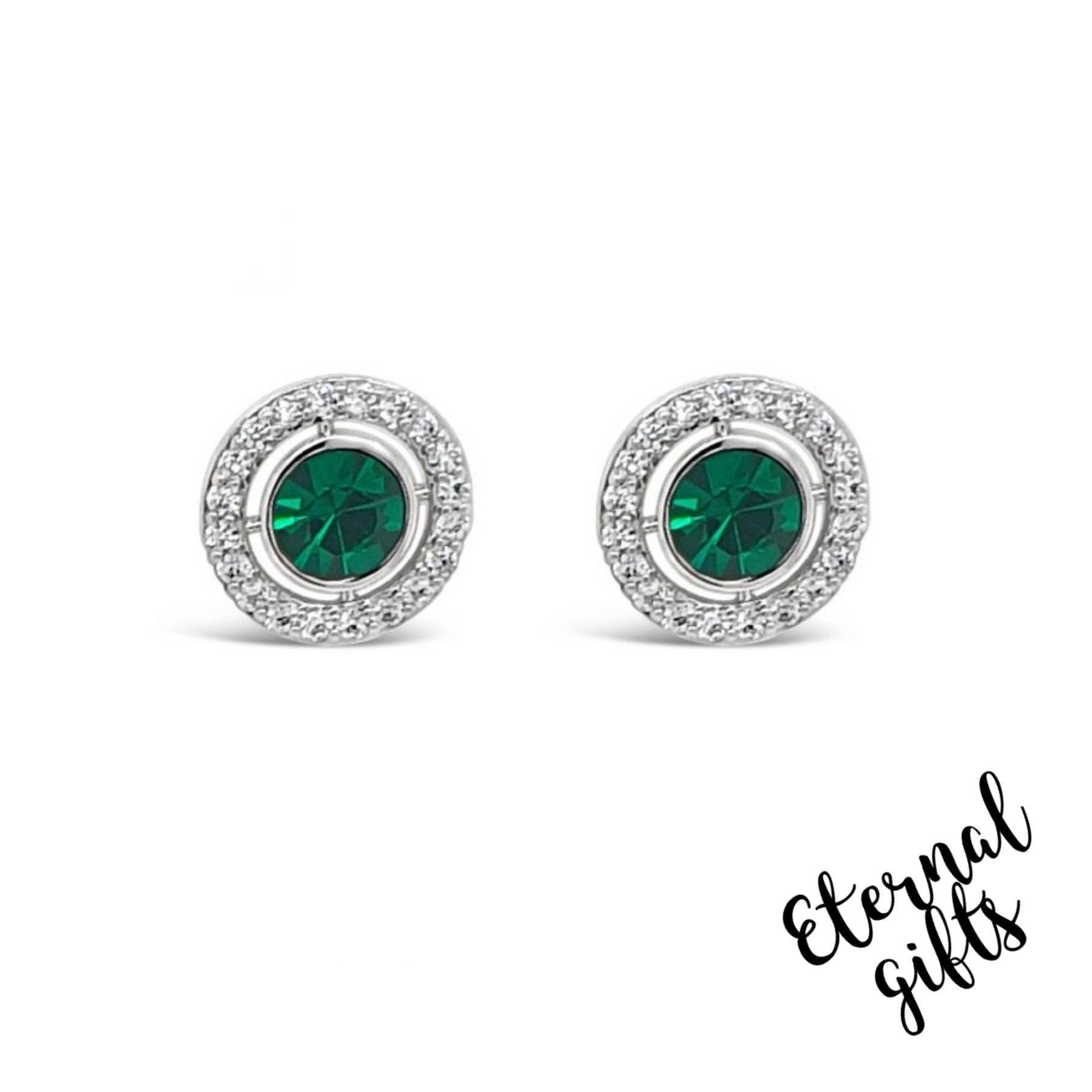 Emerald Rhodium plated pierced stud earring Absolute Jewellery