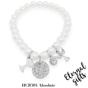 Silver 4 charm (Pearl Chalice & Angel) Bracelet HCb304 - Absolute Kids Collection