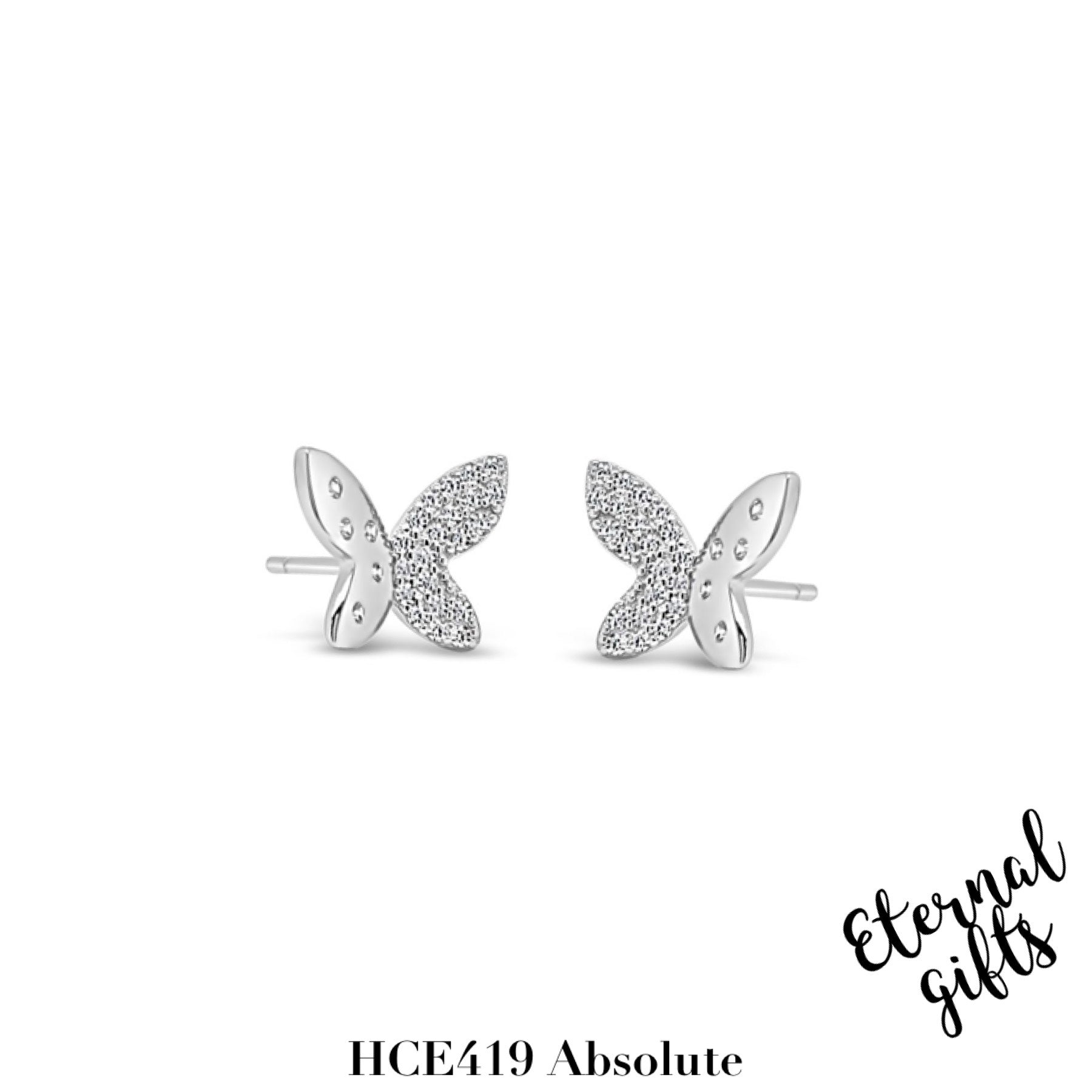 Silver Butterfly Stud Earrings HCE419 - Absolute Kids Collection
