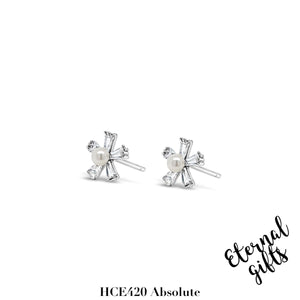 Silver Flower  PearlStud HCE420 - Absolute Kids Collection