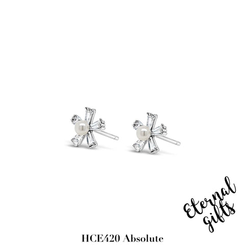 Silver Flower  PearlStud HCE420 - Absolute Kids Collection