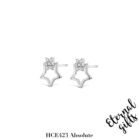 Silver Star Stud Earrings HCE423 - Absolute Kids Collection