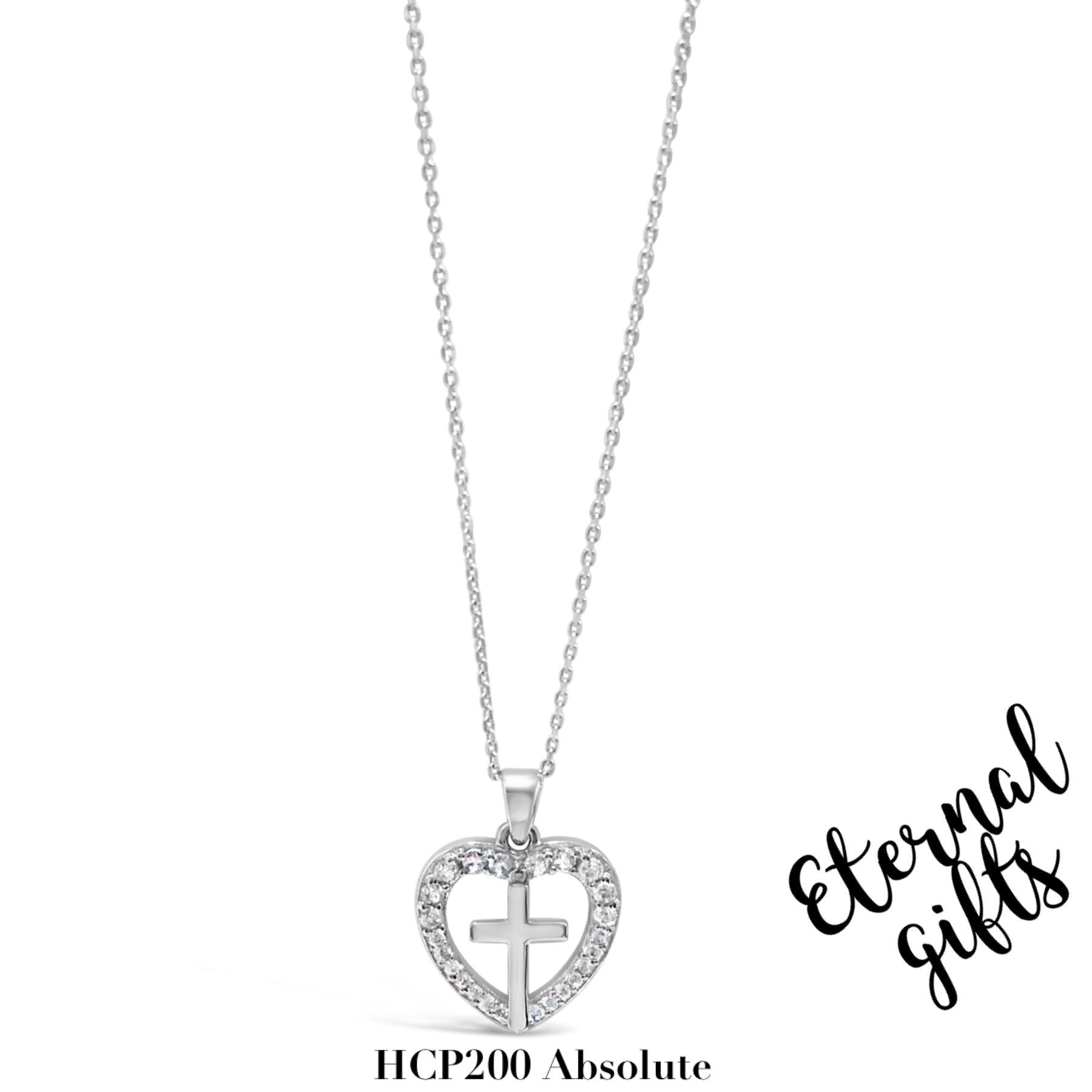 Silver Heart with Cross Pendant and Chain HCP200 - Absolute Kids Collection