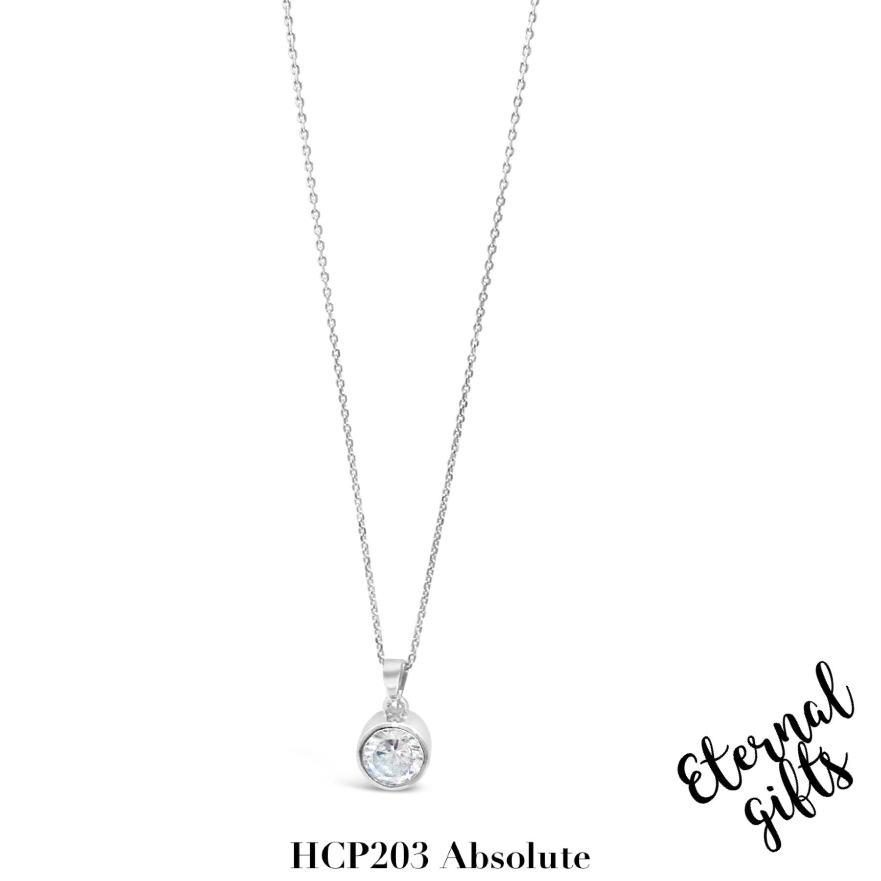 Silver Solitaire Pendant and Chain HCP203