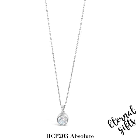 Silver Solitaire Pendant and Chain HCP203