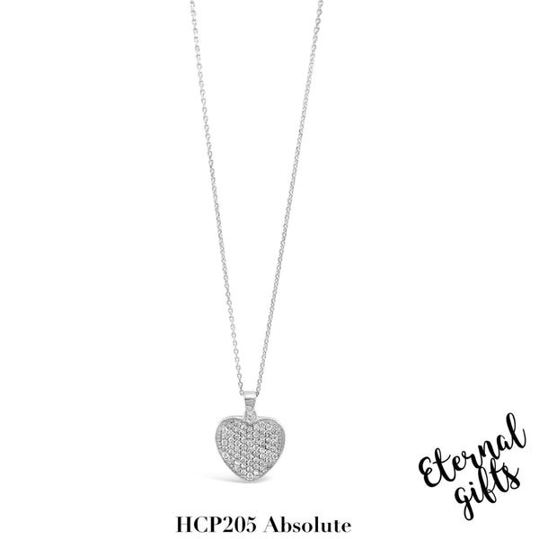 Silver Pave Heart Pendant and Chain HCP205 - Absolute Kids Collection