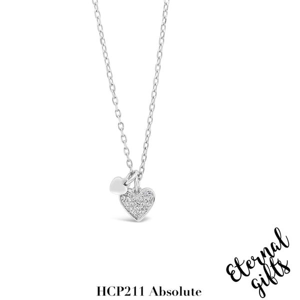 Silver Pave Heart Charm Pendant and Charm HCP211 - Absolute Kids Collection