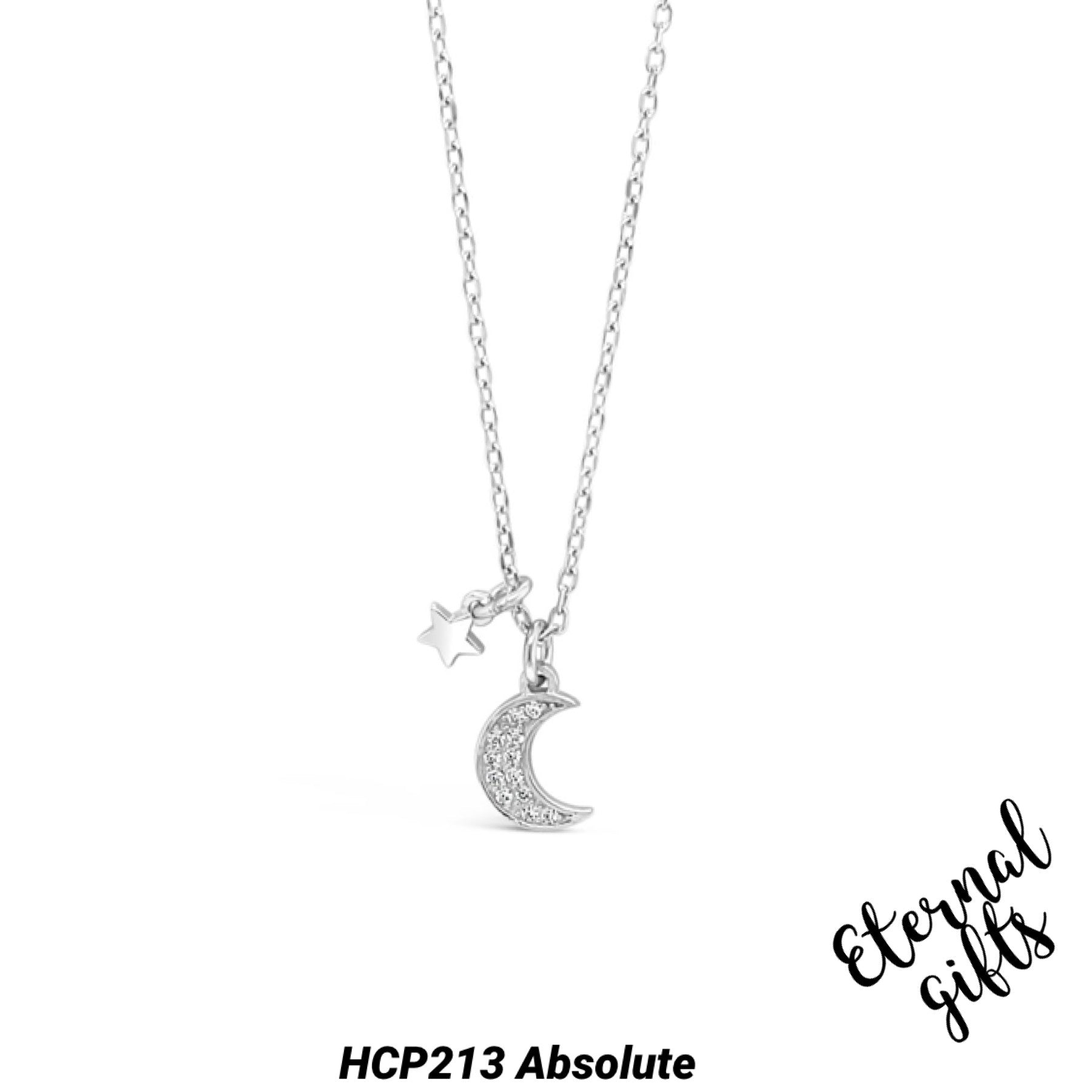 Silver Moon Charm Pendant and Chain HCP213 - Absolute Kids Collection