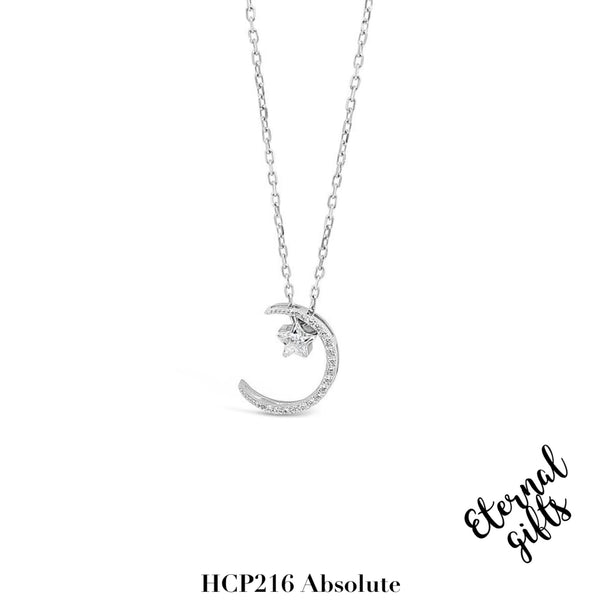 Silver half Moon and Star Pendant HCP216 _ Absolute Kids Jewellery