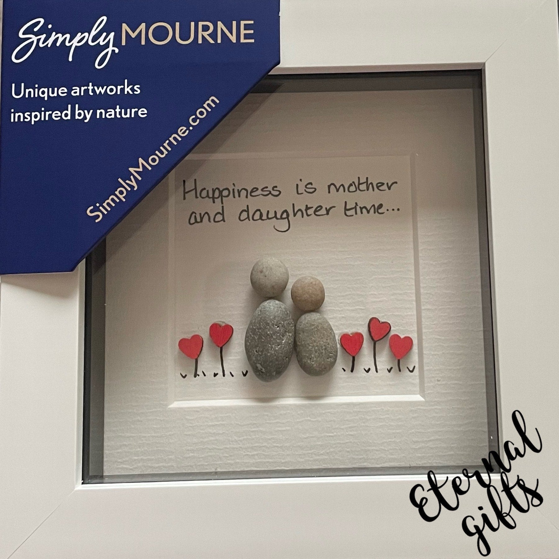 Happiness is mother and daughter time Pebble Art By Simply Mourne (Small)