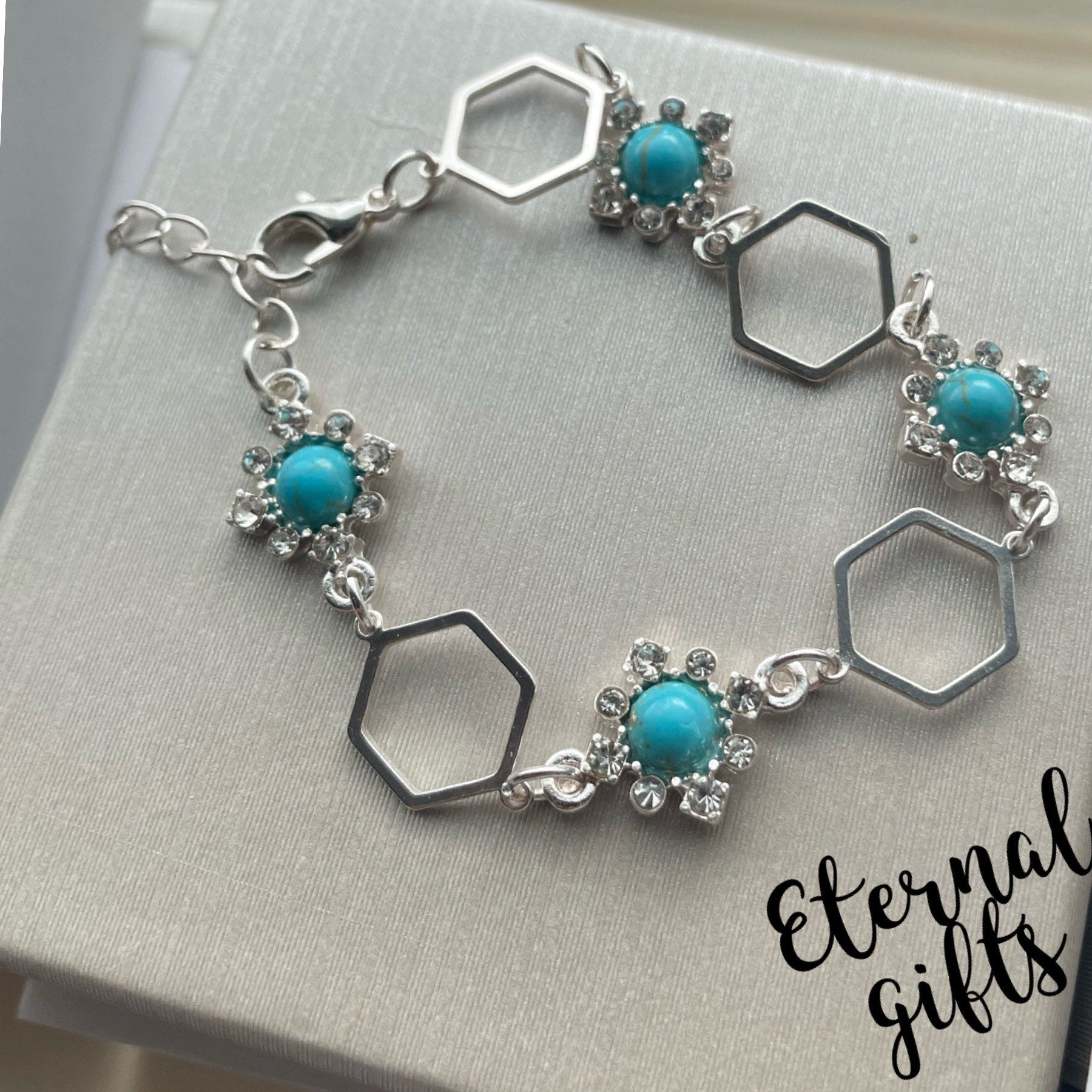 The Hexi Silver in Turquoise By Estela