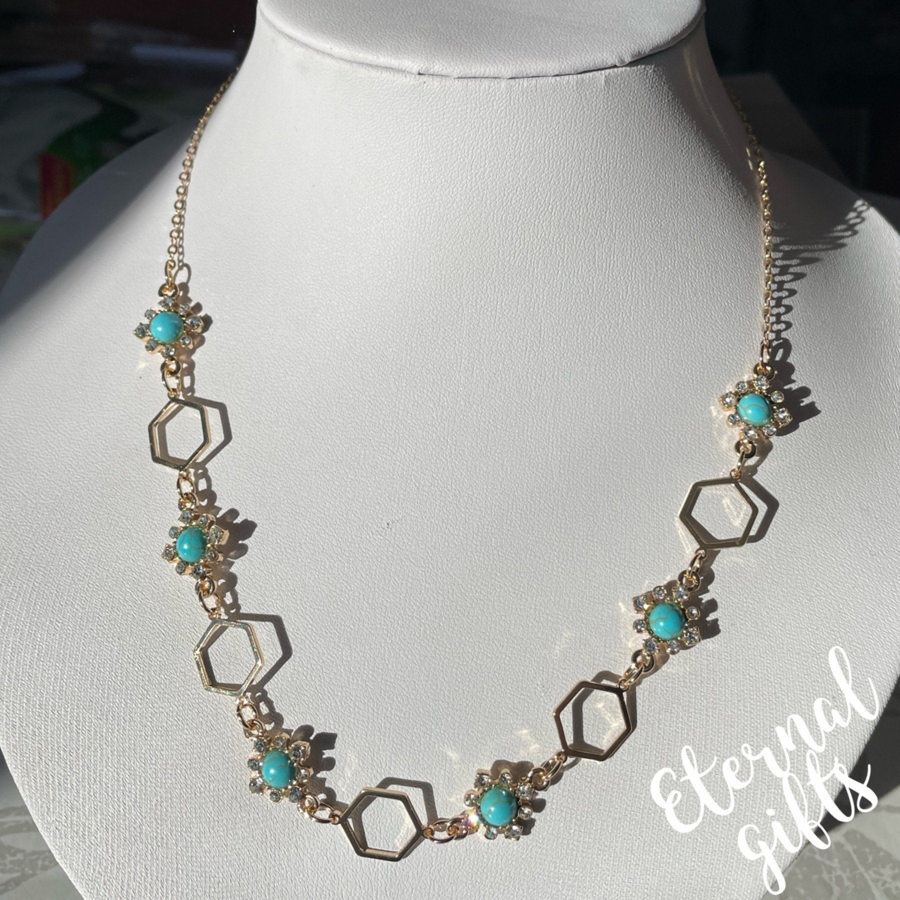 The Hexi Gold in Turquoise By Estela