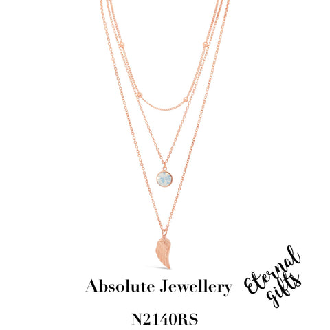 Layered Angel Wing Necklace Rose Gold- Absolute Jewellery