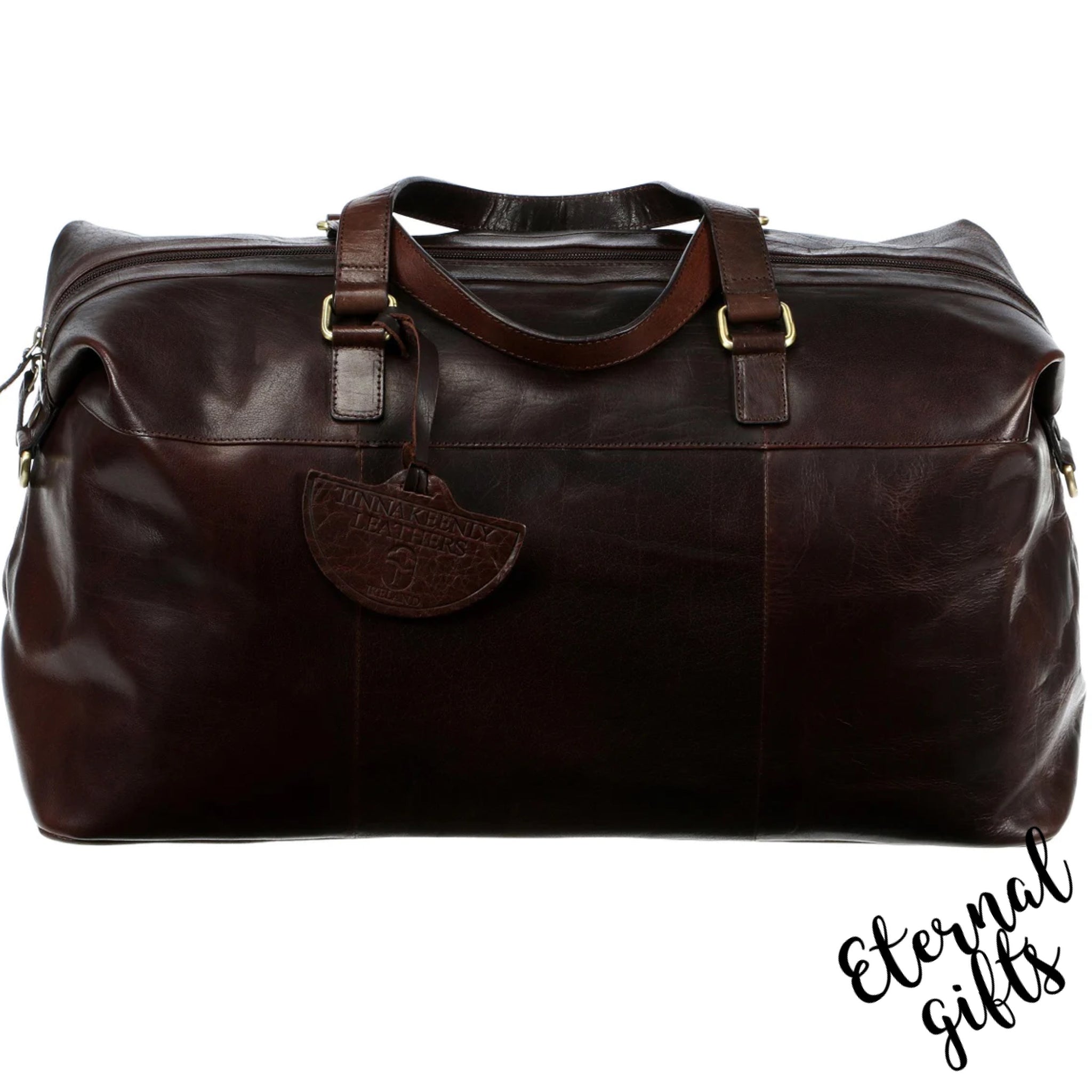 Leather Travel Bag in Dark Brown - Tinnakeenly Leather