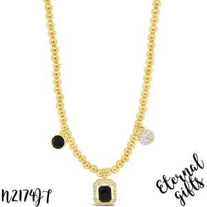 Square Pendant in Beaded Yellow Gold N2174JT- Absolute Jewellery