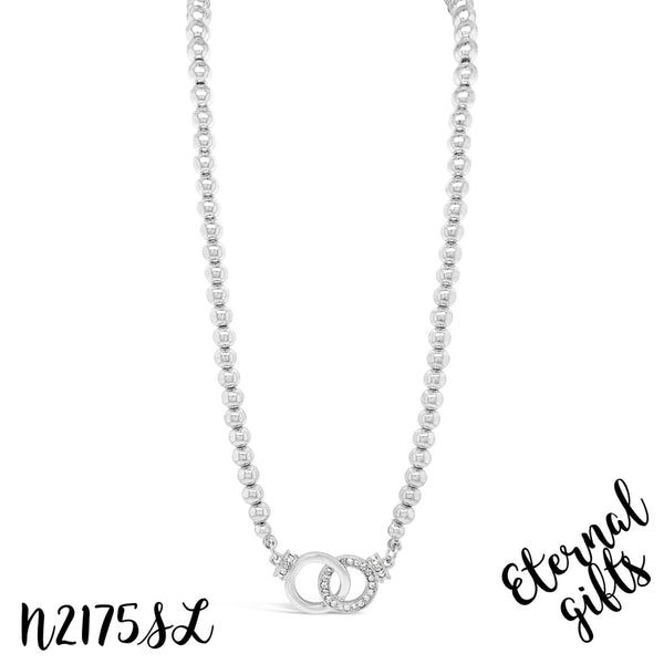 Interlocking Circle Beaded Bracelet in Silver B2175SL - Absolute Jewellery