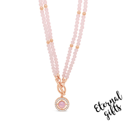2 Way Beaded Necklace in Blush Pink & Gold By Absolute Jewellery N2179PK