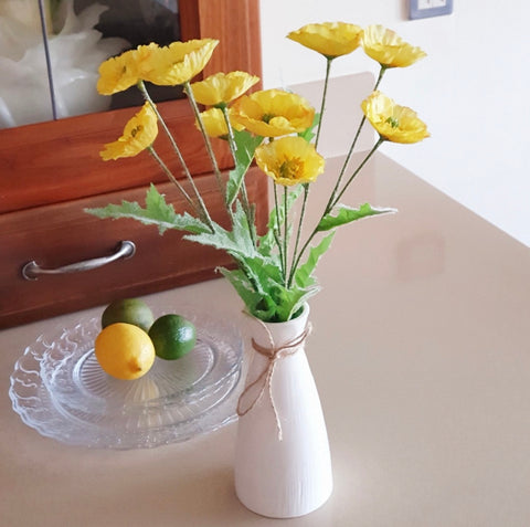 Poppy Pop Silk Floral in Ceramic Vase (as shwon)