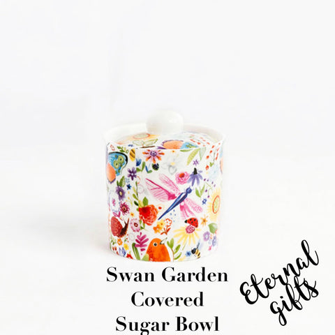 Swan Garden Covered Sugar/Jam Bowl  - Shannonbridge Pottery