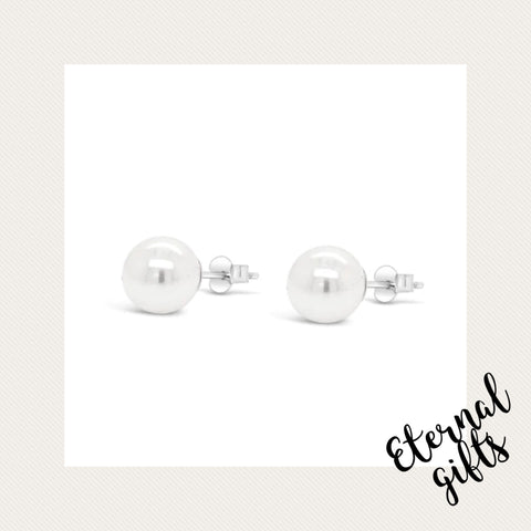 Sterling Silver Pearl Earrings (Medium) SE225SL - Absolute Jewellery