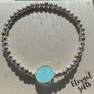 Silver and Gold Beaded Opal Bracelet By Estela