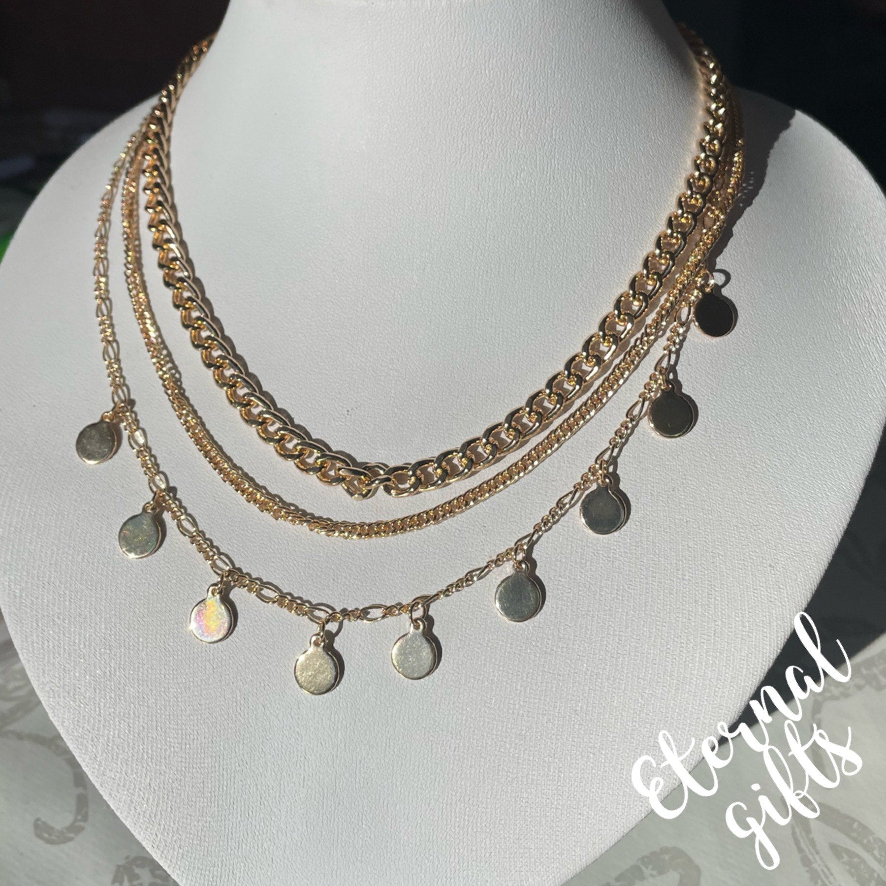 The Anya in Gold 3 Layered Neckpiece By Estela