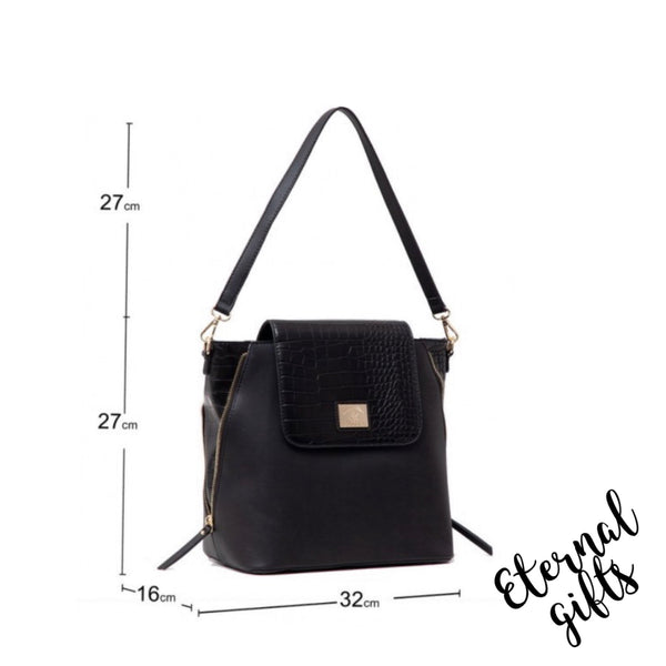 The Lauren Croc Print Handbag  Backpack