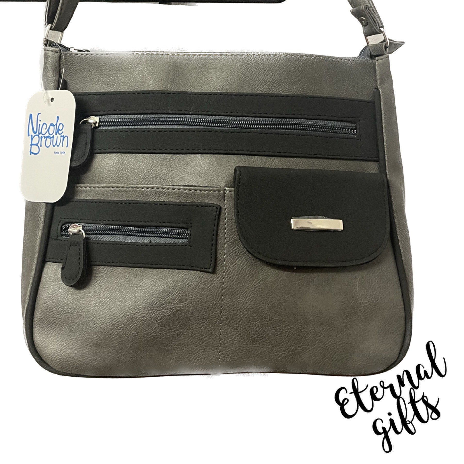 Utility Crossover Bag in Grey/Black Colourway -Nicole Brown