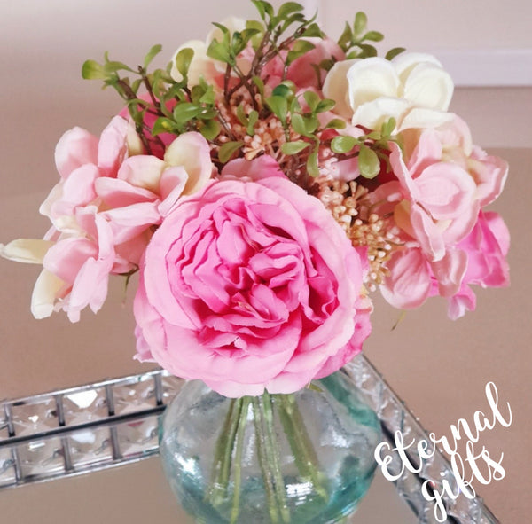 Alanis Pink Silk Flower Arrangement in Vase (as shown)