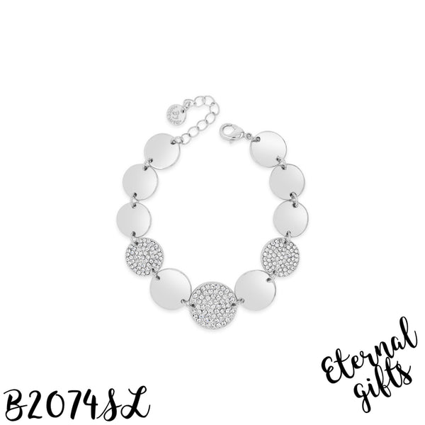 Silver Circle with Cubic Zirconia Bracelet B2074SL- Absolute Jewellery