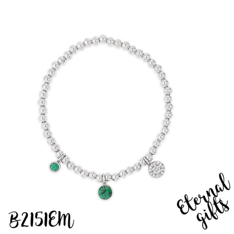 Beaded Silver Bracelet The Emerald Collection Absolute Jewellery