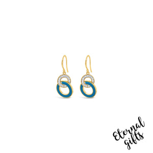 Interconnecting Drop Earring In Turquoise & Gold by Absolute Jewellery