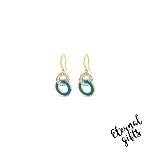 Interconnecting Drop Earring In Turquoise & Gold by Absolute Jewellery E2202TQ