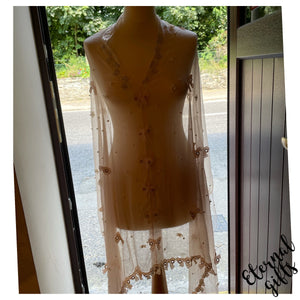 Cover Up Sheer Butterfly Long Top ( Light Beige)