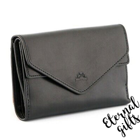 Luxury Italian leather double flap purse by Tony Perotti. Black
