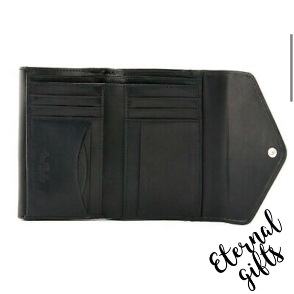 Luxury Italian leather double flap purse by Tony Perotti. Black