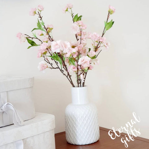 Blushing Blossom Silk Floral Arrangement in Ceramic Vase ( as shown)
