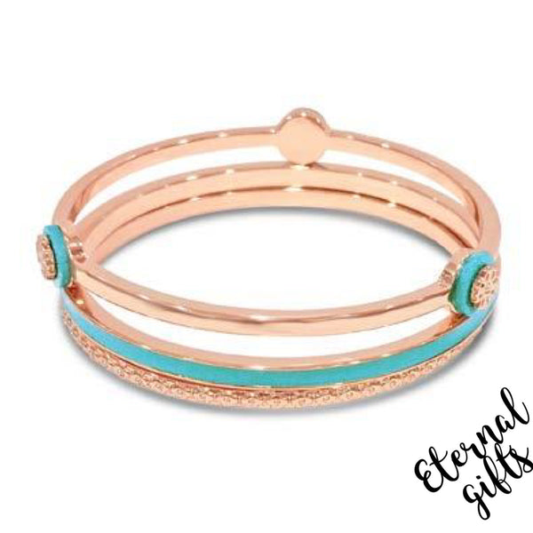 Turquoise and Pink Double Bangle BA203TQ - Absolute Jewellery