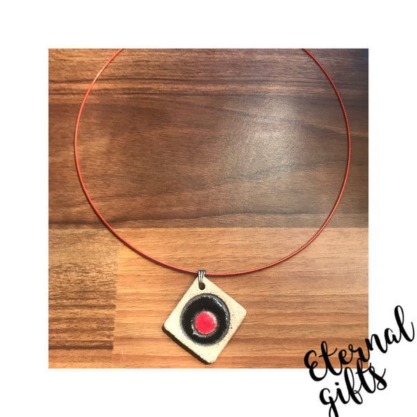 Irish Ceramic Jewellery set (Diamond Square in Red and Black)-By Michelle Butler