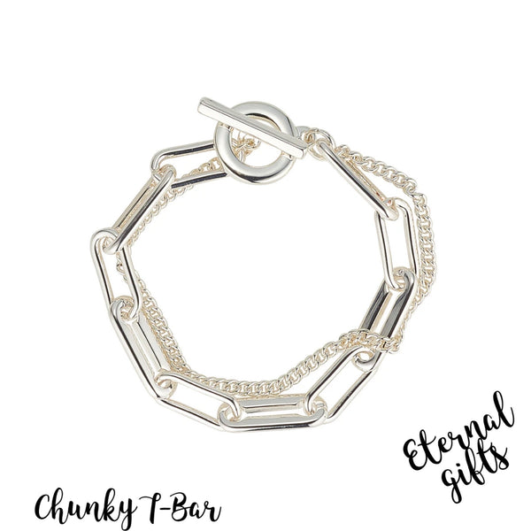 Chunky Silver Plated Layered Silver Necklace