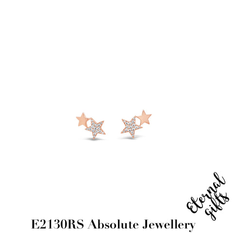 Double Star earrings Rose Gold - Absolute Jewellery