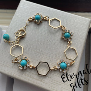 The Hexi Gold in Turquoise By Estela