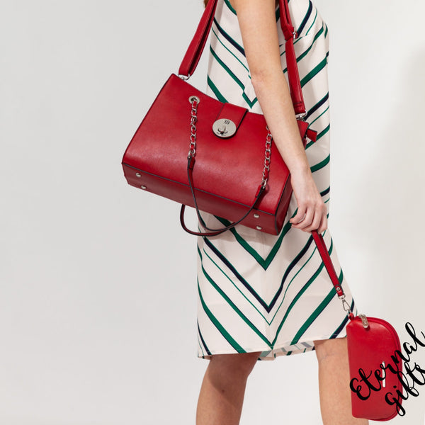 The Laura Red Urban Shoulder Bag with Wristlet Purse