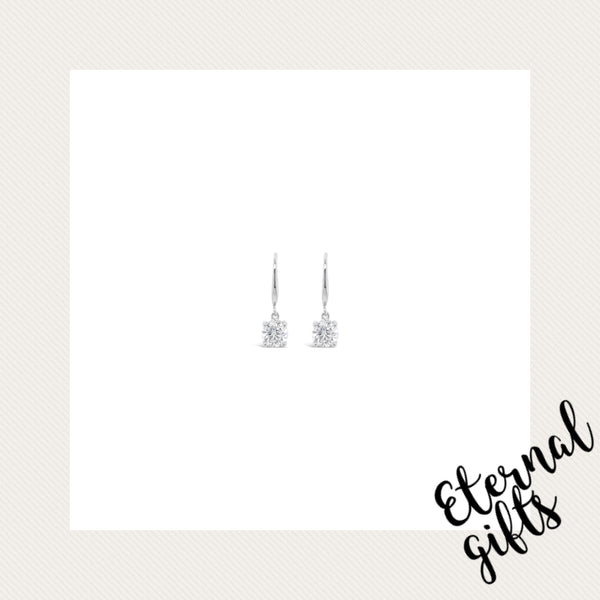 Sterling Silver Drop Diamond Earrings (SE126SL)- Absolute Jewellery