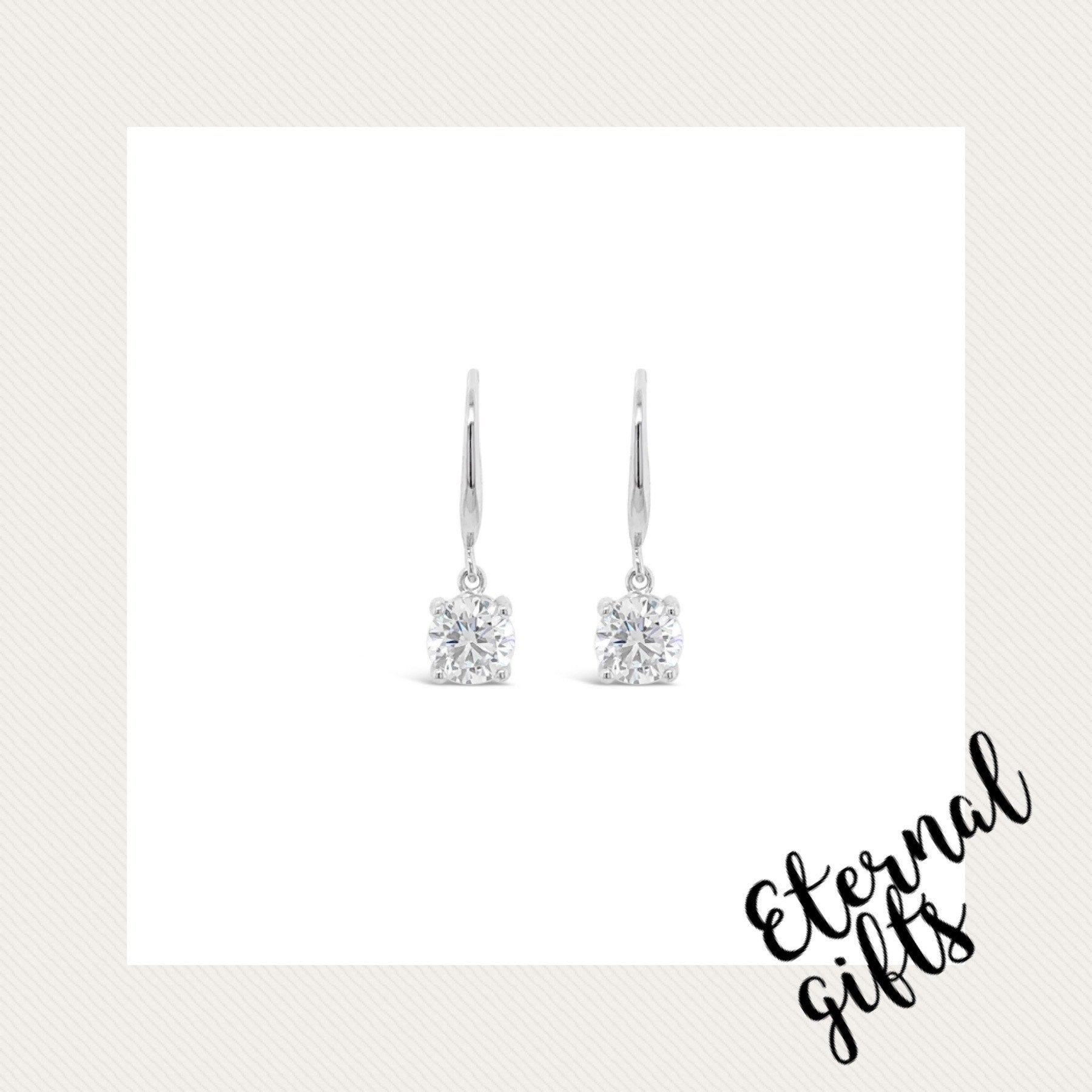 Sterling Silver Drop Diamond Earrings (SE126SL)- Absolute Jewellery
