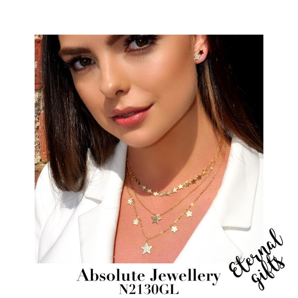 Double Star Gold Earrings - Absolute Jewellery E2130GL