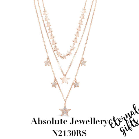 Layered Star Necklace Rose Gold - Absolute Jewellery